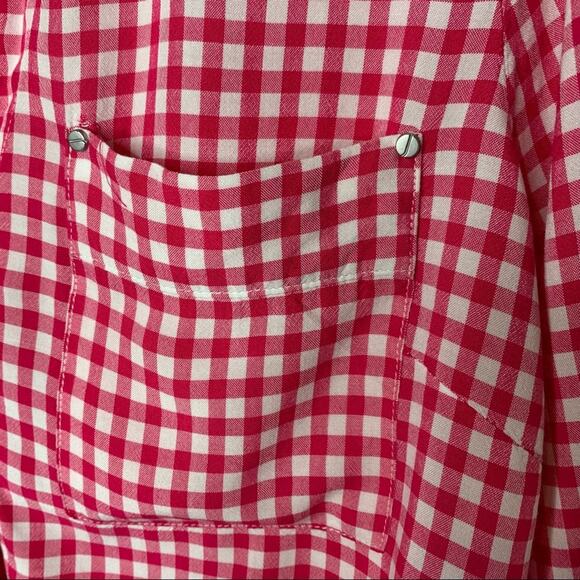 Jones NY Pink Gingham Cropped Shirt Sz Medium Western Preppy - Picture 9 of 9
